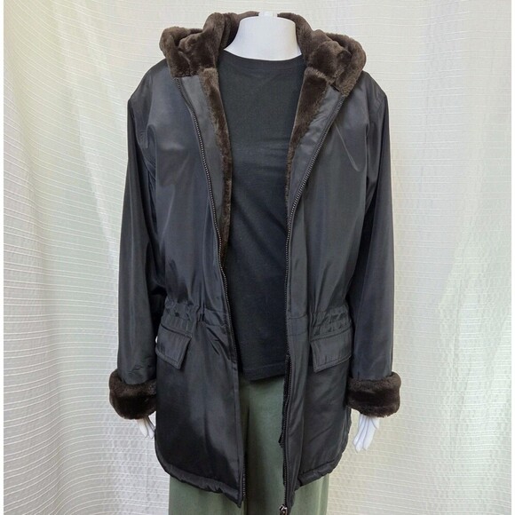 Andrew Marc New York Parka Cozy Faux Fur Lined Lodge Coat Black Women's S - Picture 1 of 15